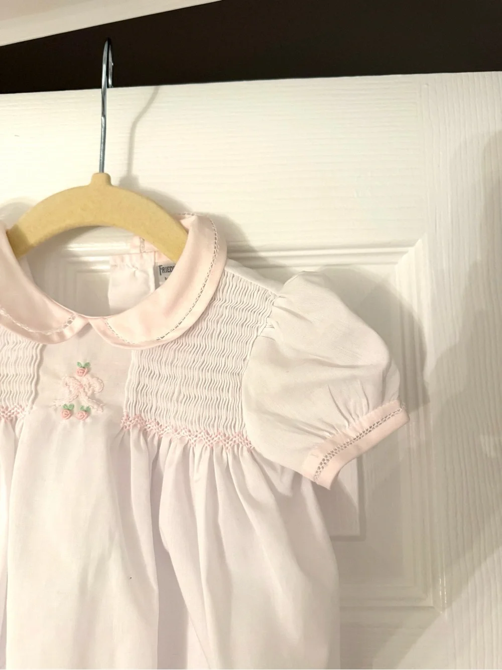 Classic Pink Smocked Baby One-Piece